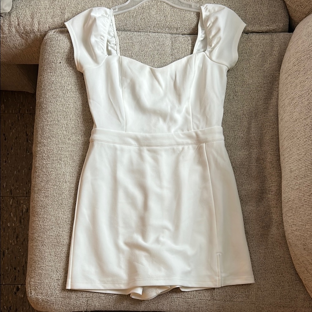 Lulus Remarkably Perfect White Short Sleeve Skort Romper